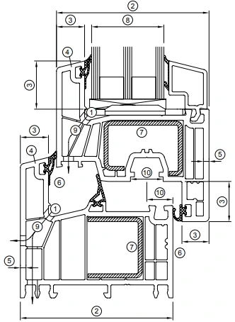Diagramă tehnică profil fereastră